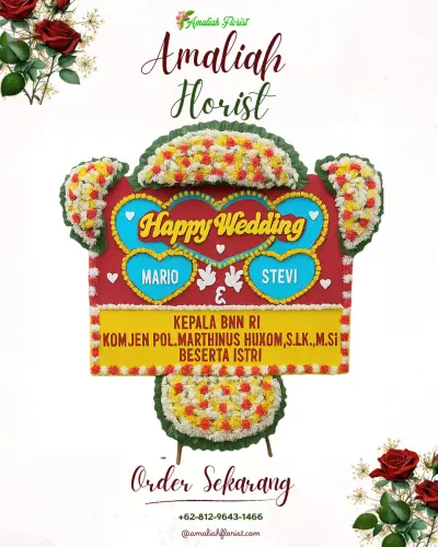 Karangan Papan Bunga Pernikahan di Wanutengah